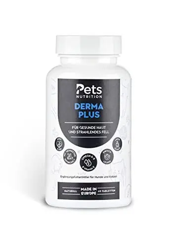 Produktbild: PETS NUTRITION - Derma Plus 60 Kautabletten für Hunde & Katzen - Ergänzungsfuttermittel zur Unterstützung von Haut & Fellkleid für jung & alt - Stärkung der Fellpflege mit Omega 3-6 & Vitaminen