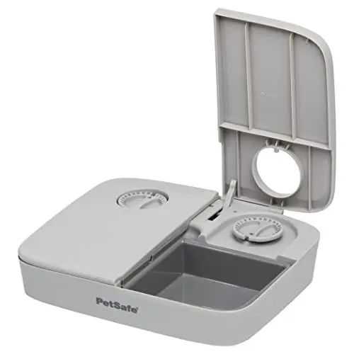 Produktbild: PetSafe Futterautomat für 2 Mahlzeiten, Haustiersicheres Design, Für trockenes Hunde und Katzenfutter, Grau, 1 Stück (1er Pack)