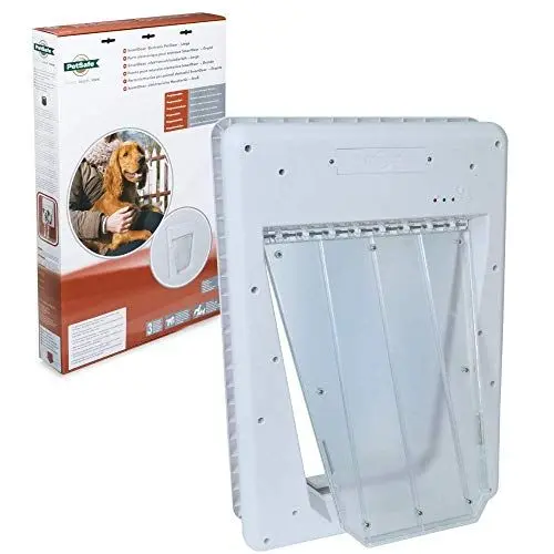 Produktbild: PetSafe SmartDoor Elektronische Hundeklappe, Exklusiver Zugang durch Chip-Erkennung im SmartKey Halsbandanhänger, Größe L, Weiß
