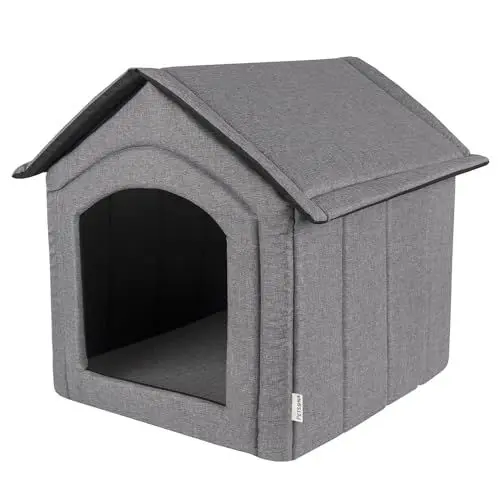 Produktbild: Petsona Hundehöhle Hundehütte Faltbare Mit Herausnehmbarem Dach Hundehaus Hundebett Katzenbett Haustierbett Schlafplatz Größe XXL, Grau