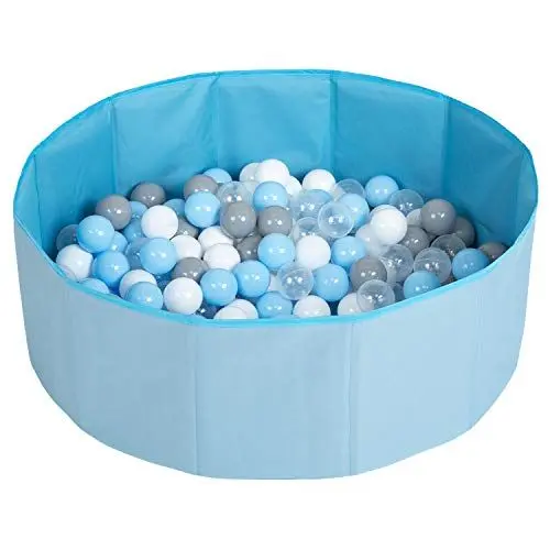 Produktbild: Petsona Hundepool Für Hunde Faltbarer Hunde Pool Hundeplanschbecken Mit Bunten Bällen, Hundebadewanne Spielbereich Für Hunde Und Planschbecken Katzen, Blau: Grau/Weiß/Transparent/Babyblau