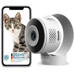 Produktbild: PetTec® Cam Lite - Haustierkamera Hundekamera mit App (OHNE ABO-Falle) - Katzen & Hunde Kamera Zuhause mit Bewegungserkennung & Nachtsichtfunktion - Pet Cam mit Geräuscherkennung & Sprachfunktion