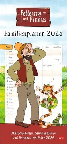 Produktbild: Pettersson und Findus Familienplaner 2025: Familienkalender mit dem beliebten Bilderbuch-Duo. Praktischer Wandkalender mit 5 Spalten. Liebevoll ... für Familien. (Familienplaner Heye)