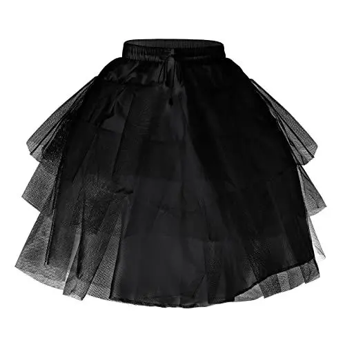 Produktbild: Petticoat Unterröcke Reifrock Kinder Mädchen Crinoline Rockabilly A Linie Lang Rock Unterrock Krinoline für Hochzeit Abendkleid Ballkleider Partykleid Barock Schwarz Einheitsgröße