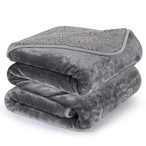 Produktbild: PETTOM Fleece Hundedecke wasserdichte Haustierdecken, weicher Plüschüberwurf für Katzen Welpen Schützt Couch, Stühle, Auto oder Bett vor Verschütten, Flecken - Maschine waschbar 100 x 75 cm