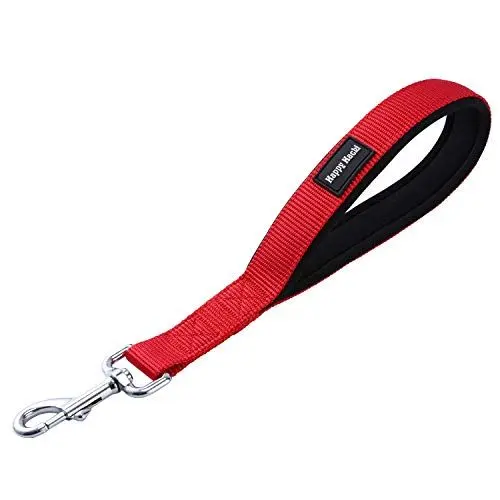 Produktbild: Pettom Kurze Hundeleine (rot, 46 cm), mit Griff, für Hunde, zum Spazieren, gepolstertes Handgelenk für große/mittelgroße Hunde