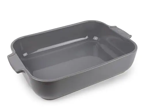 Produktbild: PEUGEOT - Rechteckige Auflaufform aus Keramik - 36 cm x 22 cm x 6,8 cm - Fassungsvermögen: 3,8 L - 10 Jahre Garantie - französisches Know-how - Hellgrauefarben