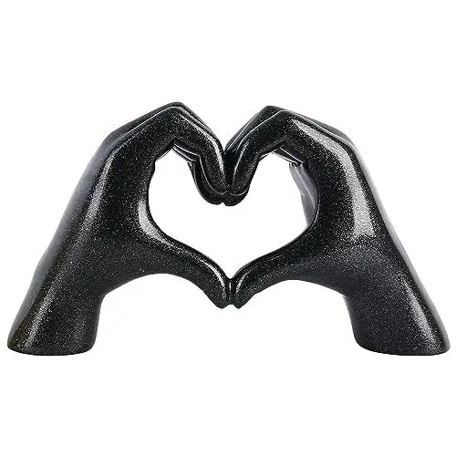 Produktbild: Pevfeciy Modern Deko Skulptur Hand Gesture Statue Schwarz Deko Statue,Abstract Kunst Heart Shape Finger Gesture Sculpture for Dekoration Wohnzimmer, Bar, Schlafzimmer,Couple Statue Geschenk