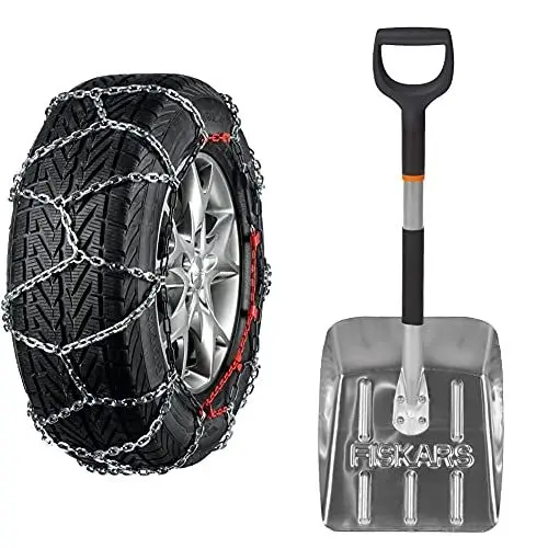 Produktbild: pewag Schneeketten 12361 Brenta-c 4x4 XMR 79V, 1 Paar & Fiskars Auto-Schneeschaufel, Länge: 71 cm, Aluminium, Schwarz/Silber, 1000740