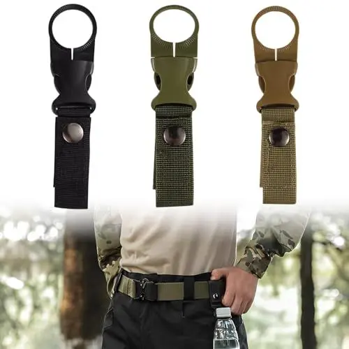 Produktbild: Peysaitr 3 Stück Nylon Gürtel Flaschenhalter Clips, Wasserflaschen Schnallen, Karabiner Schluesselhaken, Taktischer Schlüsselanhänger, für Camping Wandern Reisen Angeln Outdoor(3 Farben)