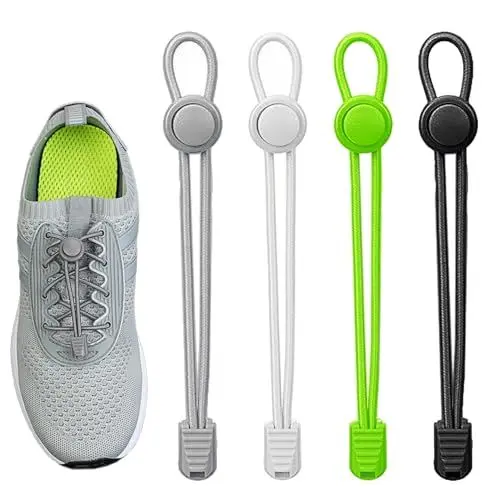 Produktbild: Peysaitr 4 Paar elastische Schnürsenkel, mit Schnürsenkeln mit Knopfverschluss, kein Binden der Schnürsenkel erforderlich, geeignet zum Laufen und Sport für Jugendliche und ältere Menschen, 100 cm