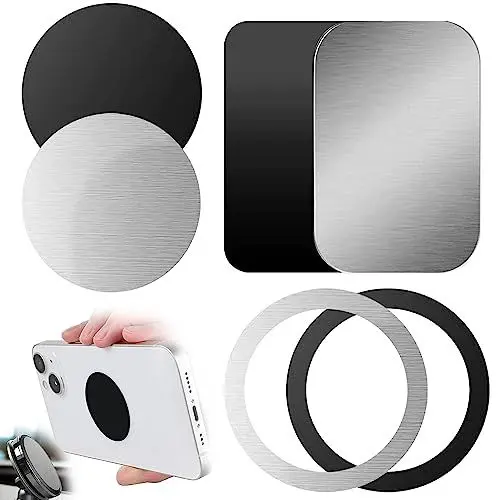 Produktbild: Peysaitr 6 Stück Metallplatte Handy Metallplättchen Fuer Kfz Magnetische Handyhalter für Magnet kfz Handyhalter fürs Auto Sehr Dünn Metallplatten für Handy und Tablet
