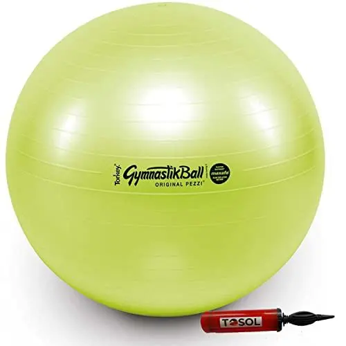 Produktbild: PEZZI Ball Standard 75 cm Acid Green Gymnastikball Sitzball inkl. TOSOL Pezziball Pumpe