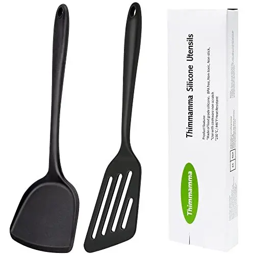 Produktbild: Pfannenwender, Hitzebeständiger Silikon Geschlitzt Pfannenwender und wok-pfannenwender, BPA Frei Kochen Küchenhelfer Antihaft Kochgeschirr Turner Spachtel für pfannkuchen, beschichtete pfannen