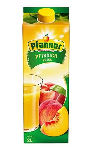 Produktbild: Pfanner Pfirsich Nektar (1 x 2 l) – Fruchtnektar mit mind. 40% Fruchtgehalt – Getränk aus Pfirsichen