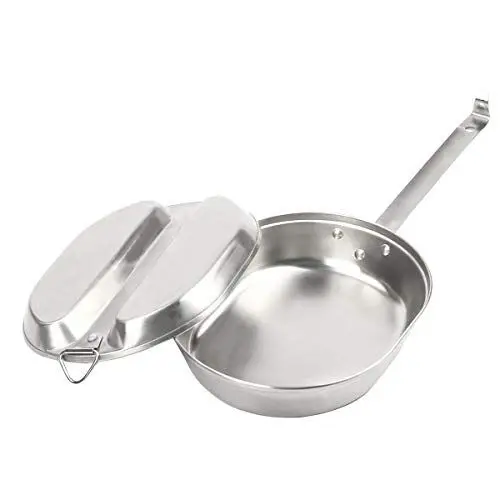 Produktbild: PFativant Military Style US Camping Edelstahl Kochgeschirr Campingpfanne 2 teilig - Für Outdoor Reise Wandern