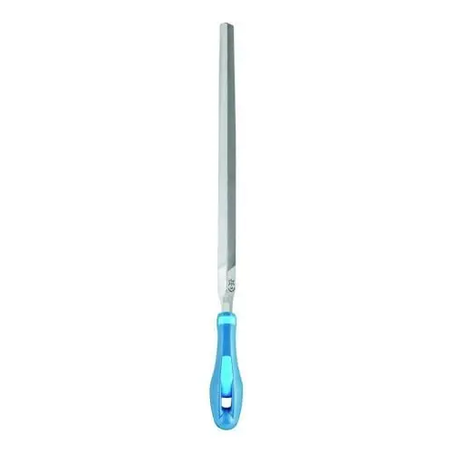 Produktbild: PFERD Werkstattfeile Dreikant, 150mm, dreieckige, spitz zulaufende Feile, Kreuzhieb H2 auf drei Seiten, inkl. Ergonomie-Feilenheft, 11211157 – für universelle Schrupp- und Schlichtarbeiten geeignet,