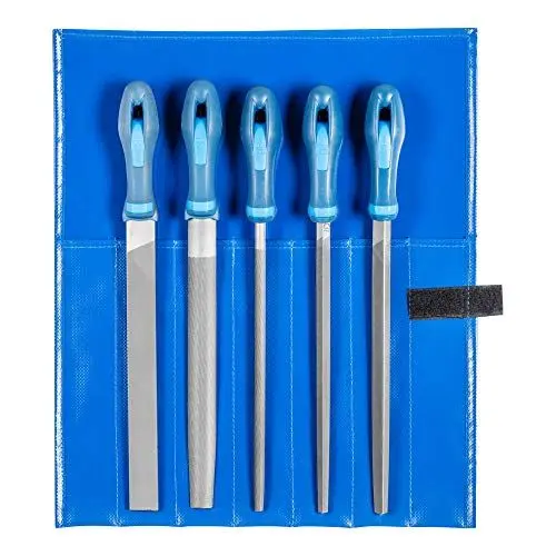 Produktbild: PFERD Werkstattfeilen-Set in PVC-Rolltasche, 5 Feilen, Kreuzhieb H2, 250mm, 11800542 – für universelle Schrupp- und Schlichtarbeiten geeignet