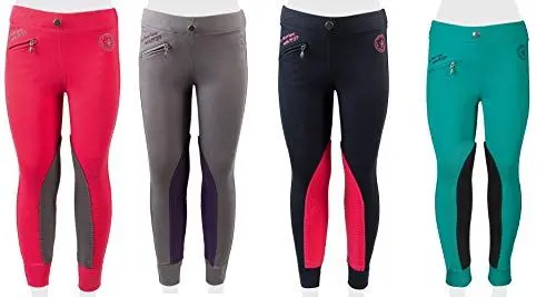 Produktbild: PFIFF 102603 Kinder Reitleggings Ella Stoff Besatz Reithose Mädchenreithose, Blau / Pink 140
