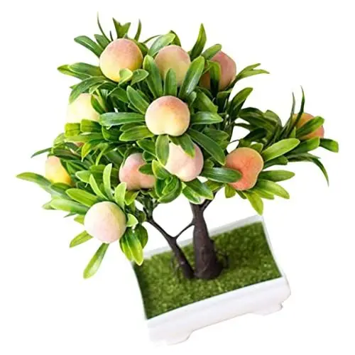 Produktbild: Pfirsichbaum Im Topf Einrichtungsgegenstände Töpfe-Set Schreibtisch Für Büro Künstlicher Pfirsichbaum Im Topf Bonsai-Baum Für Den Innenbereich Mit Topf Realistischer