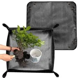 Produktbild: Pflanzen Umtopfmatte 2 Stück, Wasserdichte Gartenmatte Pflanzmatte, Schwarz PE Pflanzunterlage für Umtopf, Sukkulenten, Sämling (2 Schwarz)