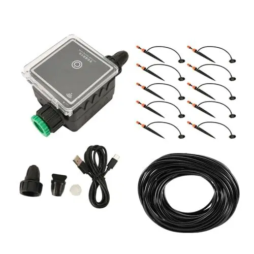 Produktbild: Automatisches Bewässerungssystem-Kit, Einstellbare, Sprühbare, Tropfbare WiFi-Fernbedienung mit Bewässerungstimer, Gartenbewässerungssystem für Rasenbalkon (10 m / 32,8 Fuß)