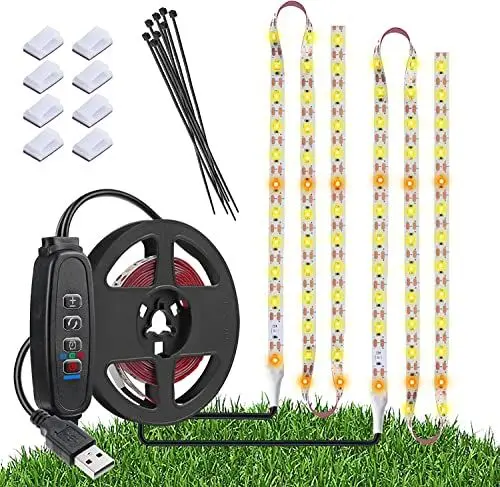 Produktbild: Pflanzenlampe LED, 120 LEDs Wasserdichte LED Grow Lights Full Spectrum, USB Plug-in Dimmable Auto On/Off mit 3 Timer Pflanzenlicht, für Indoor Pflanzen Seeding Veg Flower Growing Lampe (6.56ft)