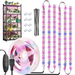 Produktbild: Pflanzenlampe LED Vollspektrum,Wasserdicht grow lampe USB 3/9/12 Auto Timer, Rosa,blau 120led Pflanzenlicht Zimmerpflanzen Gemüse Gartenarbeit Bonsais(6.56FT)