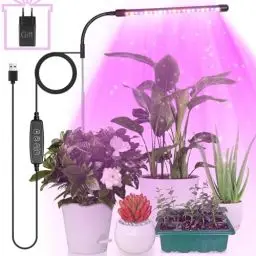 Produktbild: Pflanzenlampe, Vollspektrum Pflanzenlicht für Zimmerpflanzen, LED-Pflanzenwachstumslampe,Pflanzenleuchte mit USB Adapter,3 Beleuchtungsmodi,3/9/12-Std-Auto-Timer,10 Helligkeitsstufen,Verstellbare Höhe