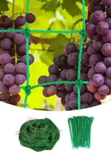 Produktbild: Pflanzennetz Ranknetz, Gurkennetz，Ranknetz mit Großer Maschenweite, Premium Ranknetz mit 50 Stück Binden, Ranknetz Rankhilfe Tomaten, Gurken und Kletterpflanzen für Garten（2.7M x 1.8M）