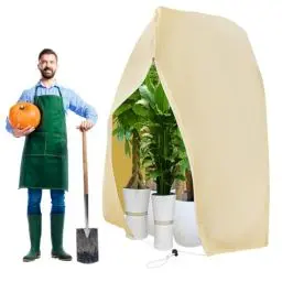 Produktbild: Pflanzenschutz Winter,120 *180CM Winterschutz für Pflanzen,Atmungsaktiver,reißfester, wiederverwendbarer Pflanzenkälteschutz mit Reißverschluss,Beige(120*180CM)