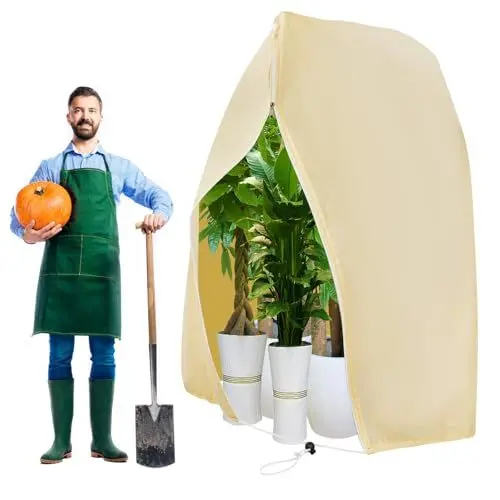 Produktbild: Pflanzenschutz Winter,120 *180CM Winterschutz für Pflanzen,Atmungsaktiver,reißfester, wiederverwendbarer Pflanzenkälteschutz mit Reißverschluss,Beige(120*180CM)