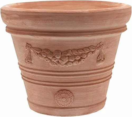 Produktbild: Pflanzgefäß Blumentopf Übertopf konisch rund Doppio Bordo LISCIO Echtes Terrakotta -Handarbeit- ABSOLUT FROSTFEST (Festonato 30cm)