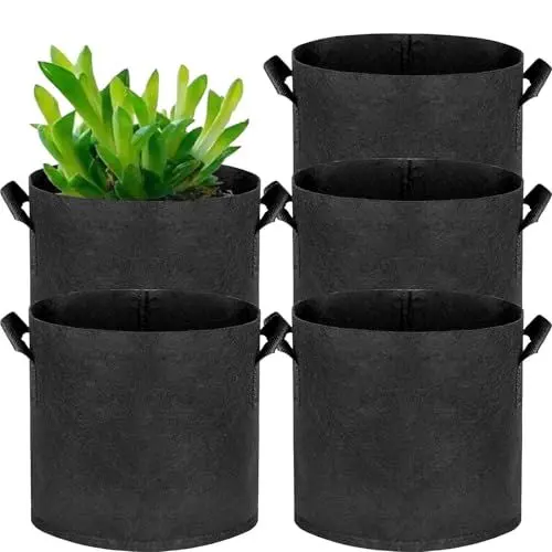 Produktbild: Pflanzsack, 5 Stück Pflanze Wachsende Tasche 11L Pflanzsack aus Vliesstoff Pflanztasche mit Griffe Wiederverwendbare Pflanzbeute Kartoffel Pflanzen Tasche Tomaten Kübel für Gemüse Blumen (3GAL)