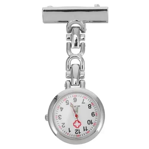 Produktbild: Pflege Taschenuhr Clip-uhr Hängende Uhr Anstecknadel Für Männer Pflegeuhr Brosche Uhr Taschenuhr Wanduhr Taschenuhr Beiläufig Mann Weiß Quarzuhren