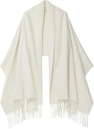 Produktbild: PFLife Damen Kaschmir Schal Schultertuch Deckenschal aus weichem Kaschmir mit Fransen Winter Schal, 80'' * 27'' (200 x 70 cm) (Creme Weiß)