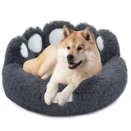Produktbild: Pfoten&Nasen® Hundebett Bärenpfote Für Große, Mittelgroße und Kleine Hunde, Hundebett Waschbar, Hundekissen, Hundekorb, Hundebett Rund, Dog Bed, Hundekörbchen (Dunkelgrau, L - 85cm)