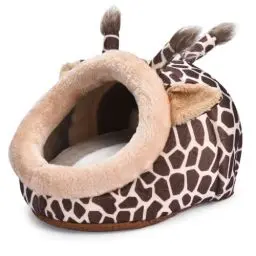 Produktbild: Pfotenolymp Kleintierhaus Bett Cave - 1 Weiche Kissen Schlafsack Nest - Ideal als meerschweinchen Bett, kaninchenhaus Bett, Ratten Bett, Fretchen Bett- Dunkelbraun