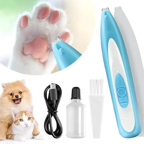 Produktbild: Pfotentrimmer für Hunde/Katze Blau,Hundeschermaschine mit LED-Licht,Hunde Haarschneidemaschine Wasserdichter Profi,Pfoten Rasierer für Hunde für Dickes Tierhaare,Pfotentrimmer für Hunde Katzen Pfoten