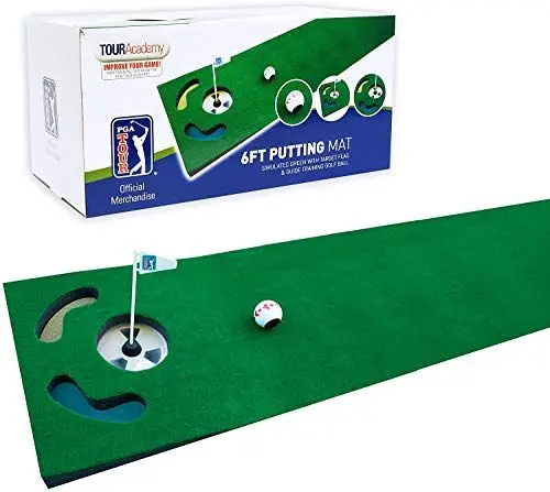Produktbild: PGA TOUR Guide, Ball Alignment Tool and Training DVD 1,8 m Puttingmatte mit Führungskugel, grün, 183 cm