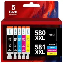 Produktbild: NewLift PGI-580 CLI-581XXL Druckerpatronen Kompatibel für Canon 580 581 Patronen Multipack für Canon Pixma TS705 TR8550 TS6150 TR7550 TS6250 TR8500 TS8251 TS6350 (PGBK/C/M/Y/BK，5er-Pack)