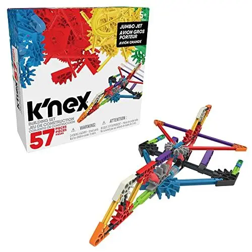 Produktbild: Phantasie-Jumbo-Jet Baukasten, K'NEX, Basic Fun, 17022, 57 Teile, Buntes Konstruktionsspielzeug für Kinder, Flugzeug-Spielzeug, Geschenk für Jungen und Mädchen im Alter von 5-10 Jahren