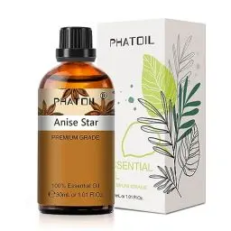 Produktbild: PHATOIL Sternanisöl 30ml, Ätherisches Öl Sternanis Reine Naturrein, Ätherische Öle für Diffuser Aromatherapie, Duftöle Anis Stern für Luftbefeuchter, Kerzen, Duftlampe