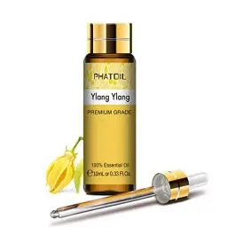 Produktbild: PHATOIL Ylang Ylang Ätherisches Öl 10ml, Ätherische Öle für Diffuser Aromatherapie Naturrein Reine, Duftöl Ylang Ylang Öl für Duftlampe, Luftbefeuchter, Kerzen