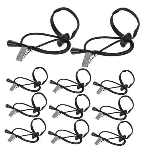 Produktbild: PHENOFICE 12St Hintergrund Stoffclip Kameravideo Fotohintergrundklemme Musselin-Clips hintergrundständer Background Stand Kulissenklemme -Hintergrund-Clip durch elastischen Faden Black