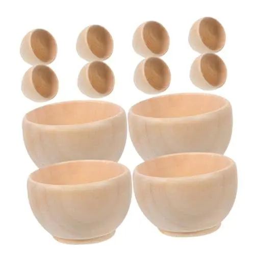 Produktbild: PHENOFICE 12 Stück Kleine Unfertige Holzschalen - Mini Holzspielzeug Holz Bastelspielzeug Holzschalen Spielzeug Für Heimwerker - Zartes