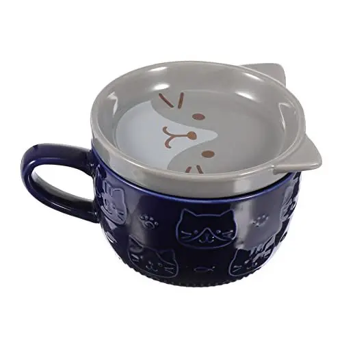 Produktbild: PHENOFICE 1stück Praktische Katzenform Keramik Tasse Mit Deckel Niedliche Cartoon-milch Und Kaffeetasse Für Zuhause Büro Und Cafés