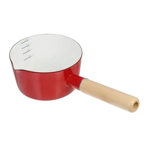 Produktbild: PHENOFICE Ergänzungsfuttertopf Aus Emaille Und Holz Flacher Boden Für Wärmeleitung Leicht Zu Reinigen Als Milchtopf Und Kochtopf Geeignet Küche