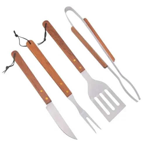 Produktbild: PHENOFICE Komplettes Grillwerkzeug-Set aus Edelstahl. Robustes Grillzubehör mit Holzgriffen zur einfachen Aufbewahrung.