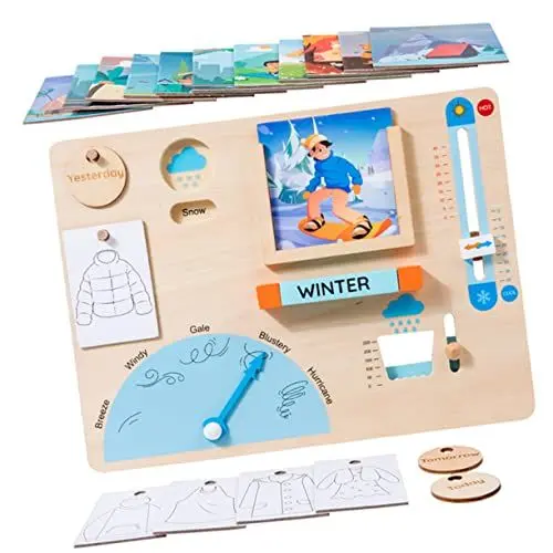 Produktbild: PHENOFICE 1 Satz Kenntnis der Wettervorhersage Wetter-Lernspielzeug Lernspielzeug für 4 jährige Kinder holzspielzeug wetterstation Kinder kinderspielzeug Lernspielzeug für 3-Jährige